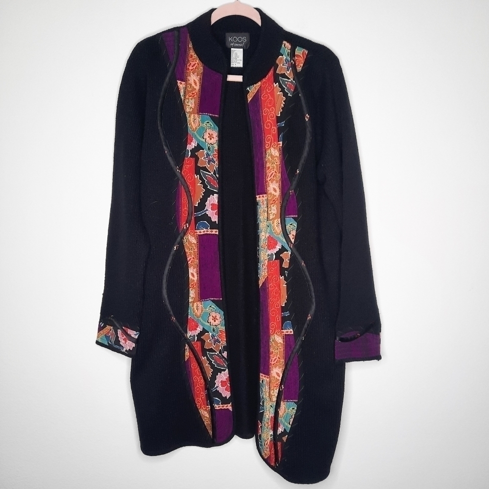 Vintage Koos of Course Quilted Silk Duster Cardigan M